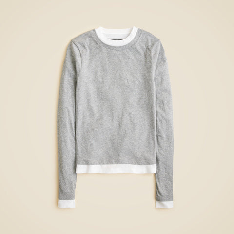 Feather jersey layered long-sleeve T-shirt