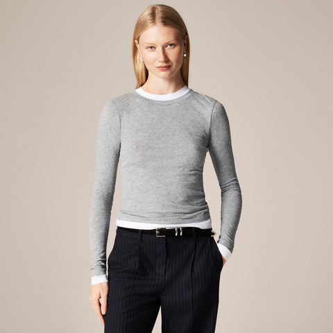 Feather jersey layered long-sleeve T-shirt