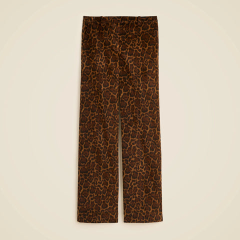 Washed velvet wide-leg trouser in jaguar print