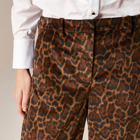 Washed velvet wide-leg trouser in jaguar print