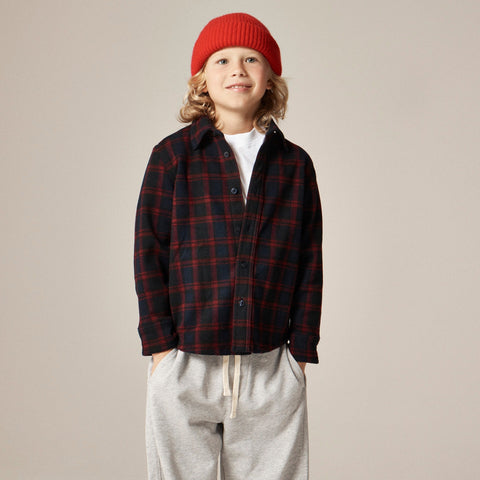 Kids' heavyweight Seaboard soft-knit shirt in navy plaid