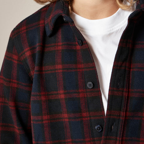 Kids' heavyweight Seaboard soft-knit shirt in navy plaid