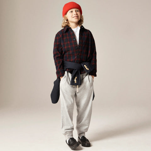 Kids' heavyweight Seaboard soft-knit shirt in navy plaid