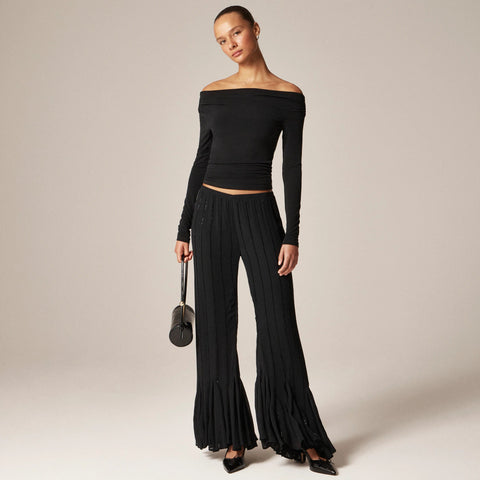 Matte jersey drapey off-the-shoulder top