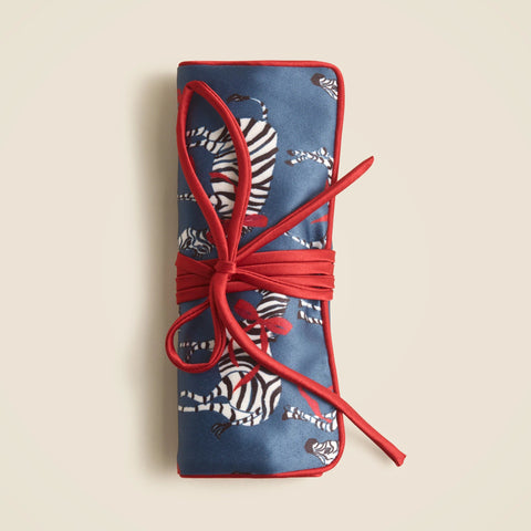 Satin jewelry roll in zebra print