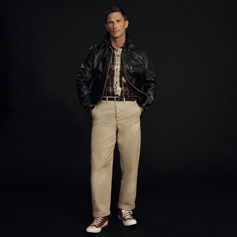 Limited-edition Schott NYC X Wallace & Barnes retro moto jacket in leather