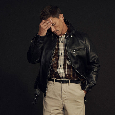 Limited-edition Schott NYC X Wallace & Barnes retro moto jacket in leather
