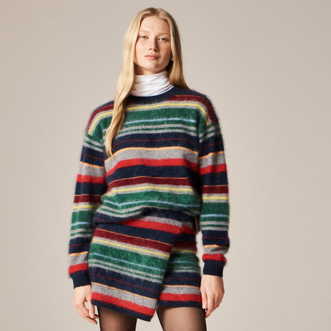 Collection brushed cashmere faux-wrap mini skirt in vintage stripe