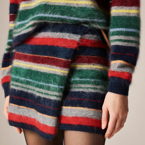 Collection brushed cashmere faux-wrap mini skirt in vintage stripe