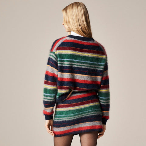 Collection brushed cashmere faux-wrap mini skirt in vintage stripe