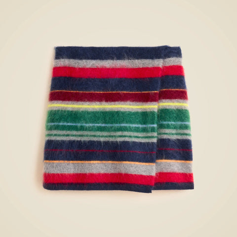 Collection brushed cashmere faux-wrap mini skirt in vintage stripe