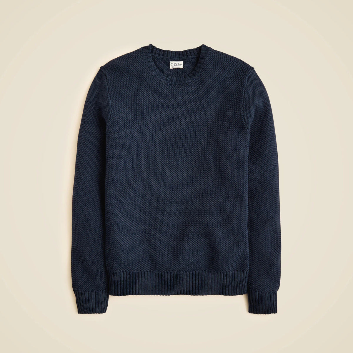 Basket-stitch cotton crewneck sweater