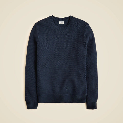 Basket-stitch cotton crewneck sweater