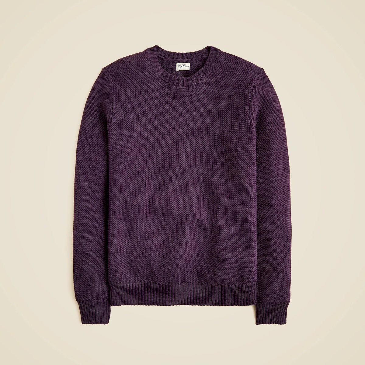Basket-stitch cotton crewneck sweater