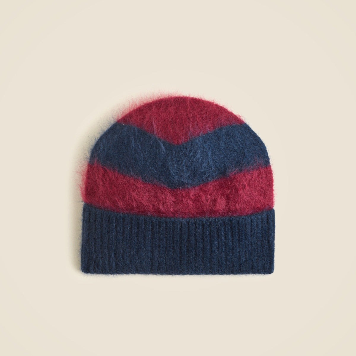 Brushed cashmere beanie in rugby stripe