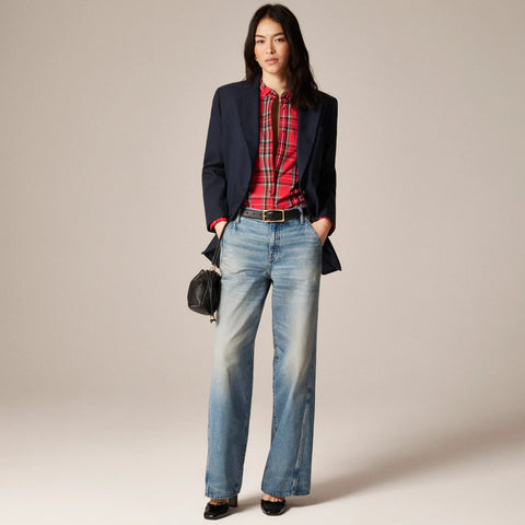 Jules tuxedo shirt in tartan cotton poplin