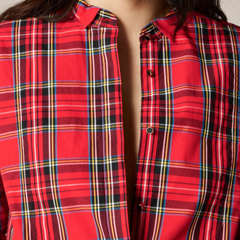 Jules tuxedo shirt in tartan cotton poplin