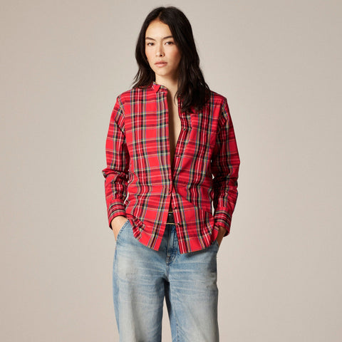 Jules tuxedo shirt in tartan cotton poplin