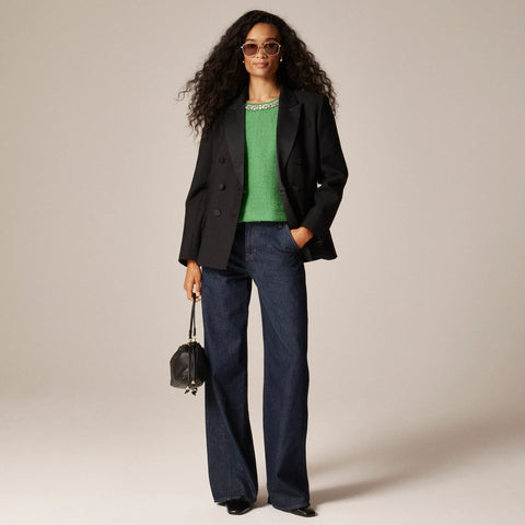 Embellished tweed tank top