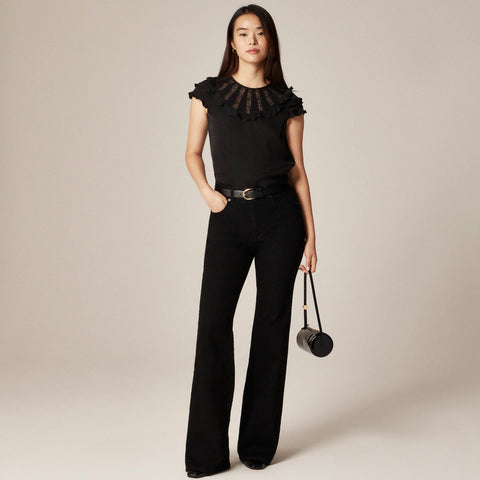 Flutter-sleeve shirt in crepe de chine