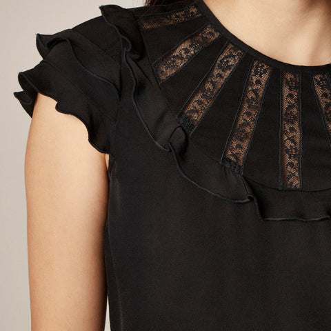 Flutter-sleeve shirt in crepe de chine