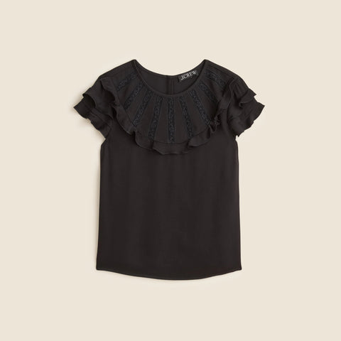 Flutter-sleeve shirt in crepe de chine