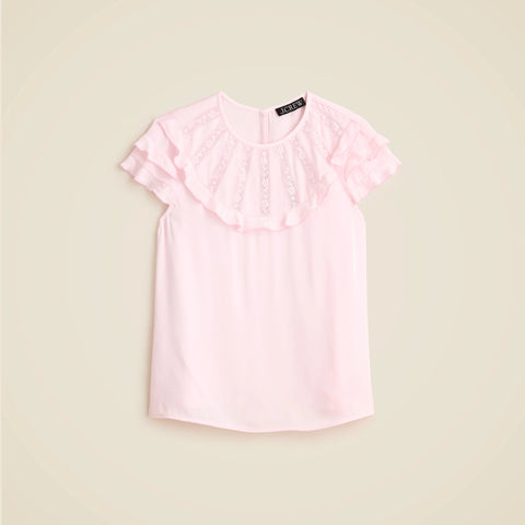 Flutter-sleeve shirt in crepe de chine