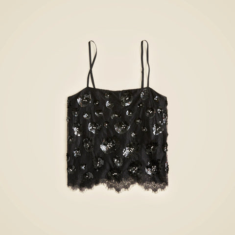 Lace-trim camisole with embellishments