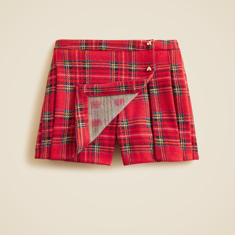 Girls' heavyweight Seaboard soft-knit skort in Good Tidings plaid