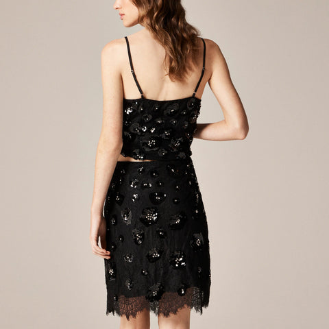 Collection lace-trim skirt with embellishments