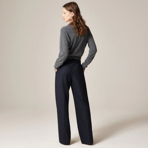Relaxed-fit pleated pant in pinstriped wool blend