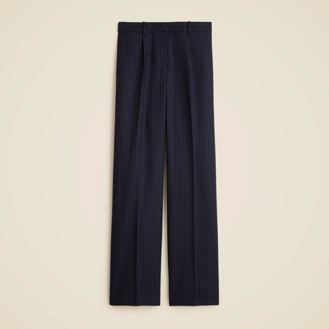 Relaxed-fit pleated pant in pinstriped wool blend