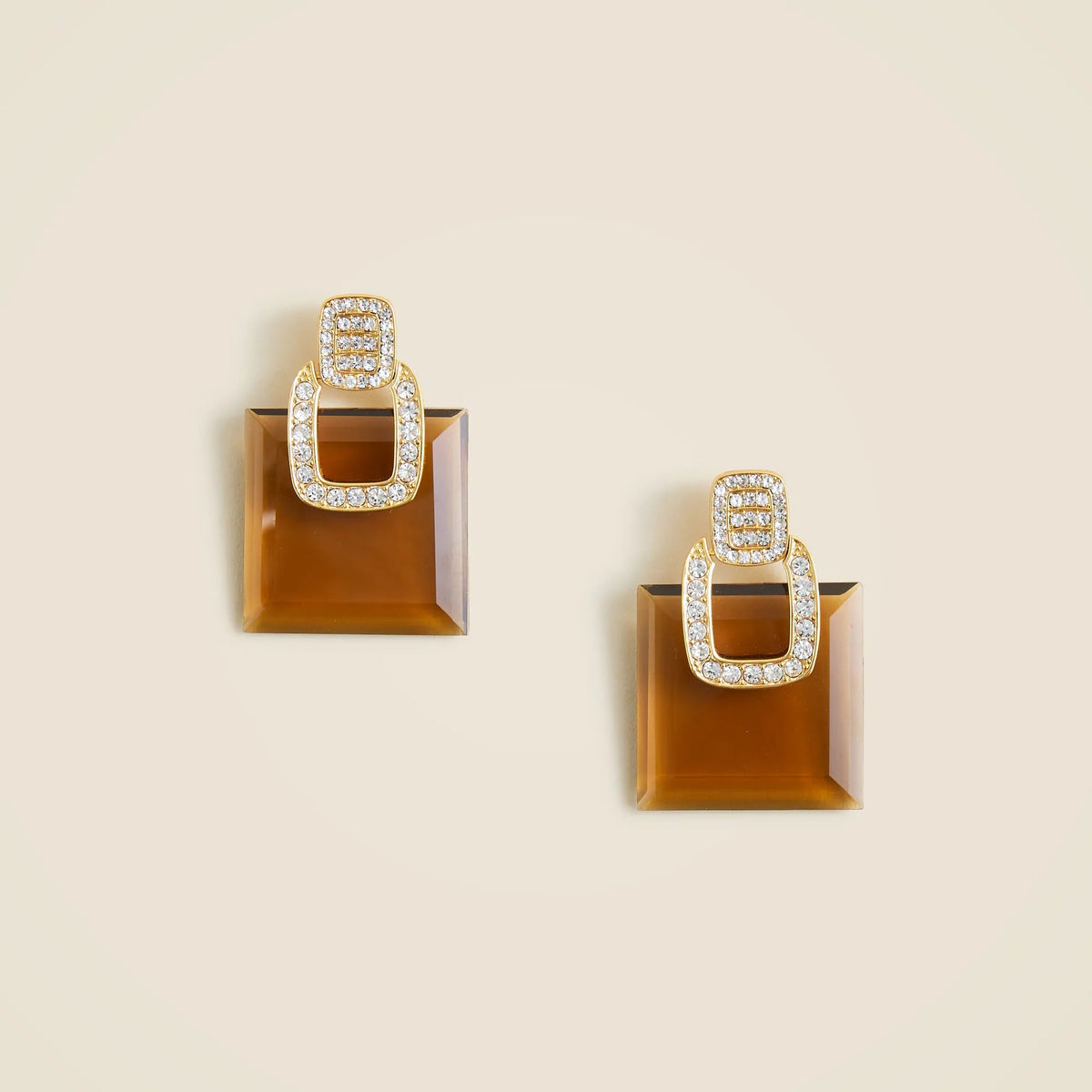 Square gemstone stud earrings