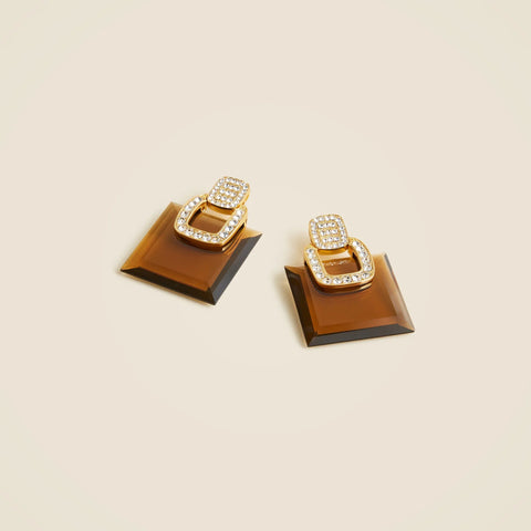 Square gemstone stud earrings