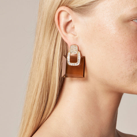 Square gemstone stud earrings