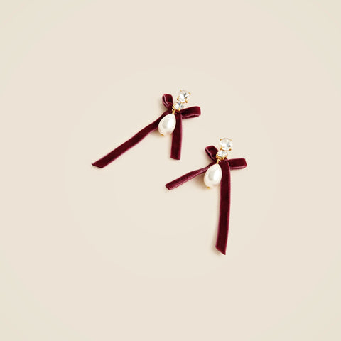 Bow pearl drop earrings
