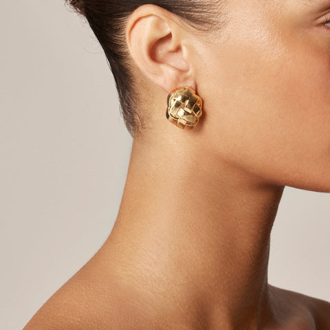 Woven button earrings