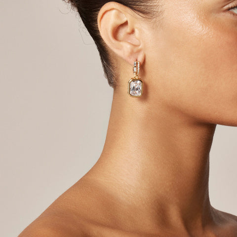 Bezel-set crystal drop earrings