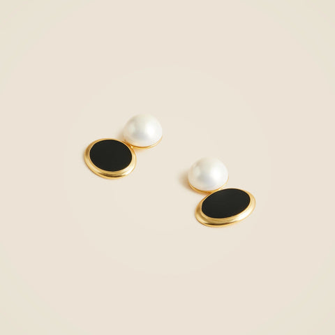 Glass pearl and enamel earrings