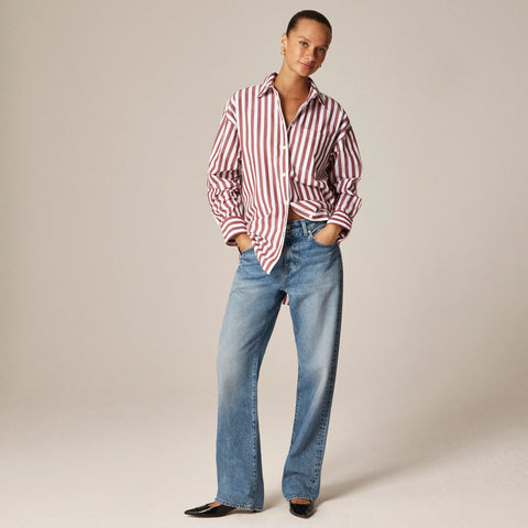 Petite Étienne oversized shirt in striped cotton poplin