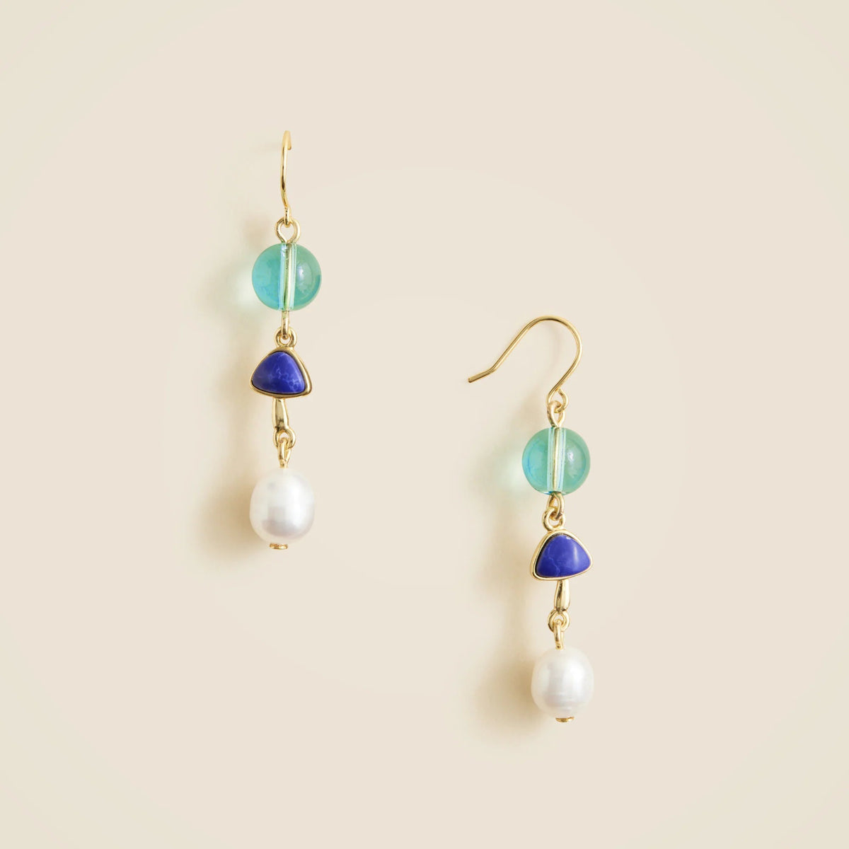 Freshwater pearl and bead drop earrings