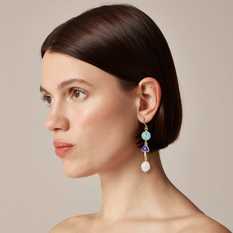 Freshwater pearl and bead drop earrings