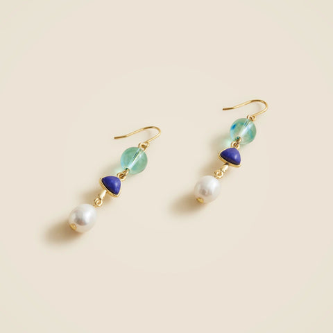 Freshwater pearl and bead drop earrings