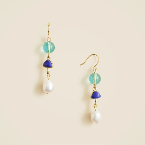Freshwater pearl and bead drop earrings