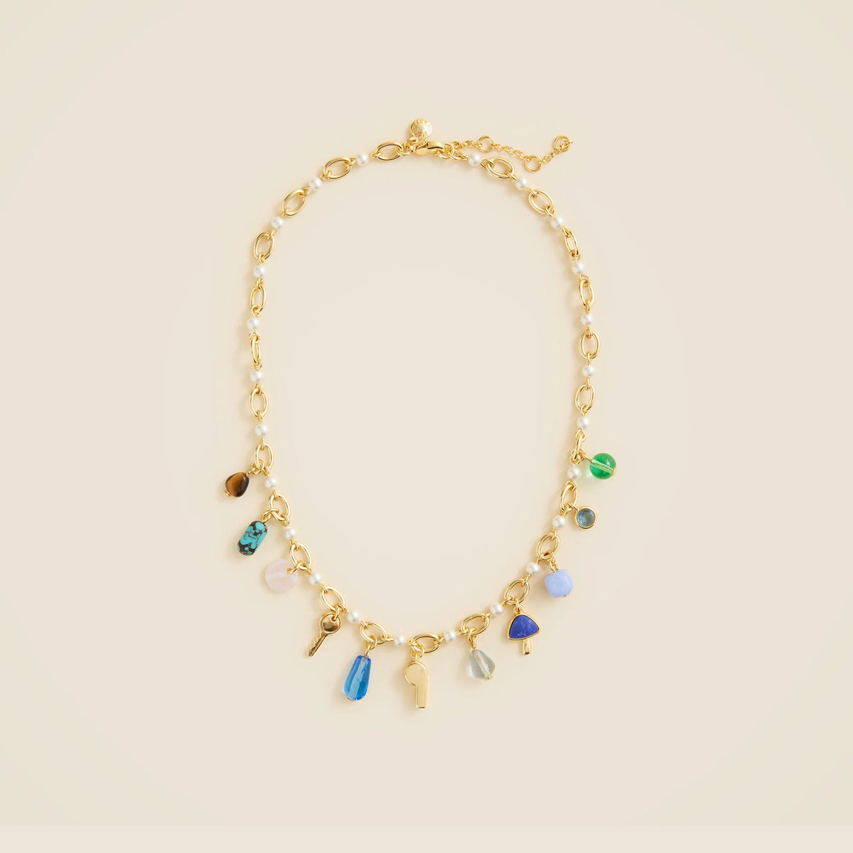 Mixed-material charm necklace