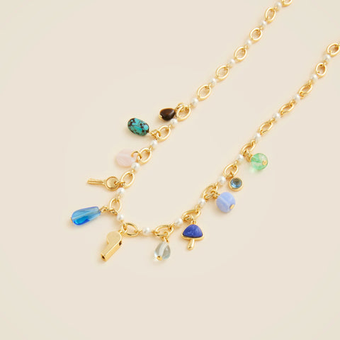 Mixed-material charm necklace