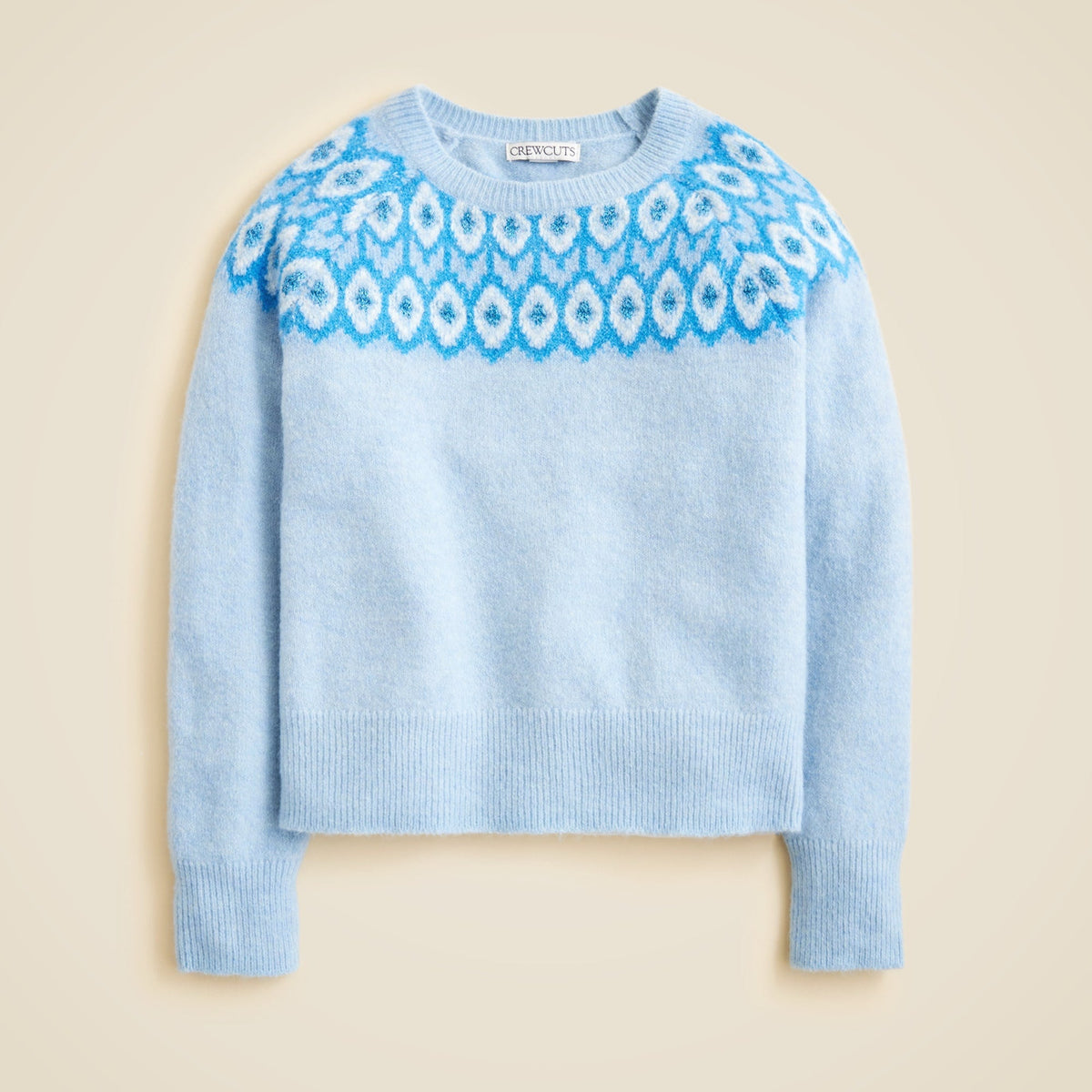 Girls' metallic Fair Isle sweater in Supersoft yarn