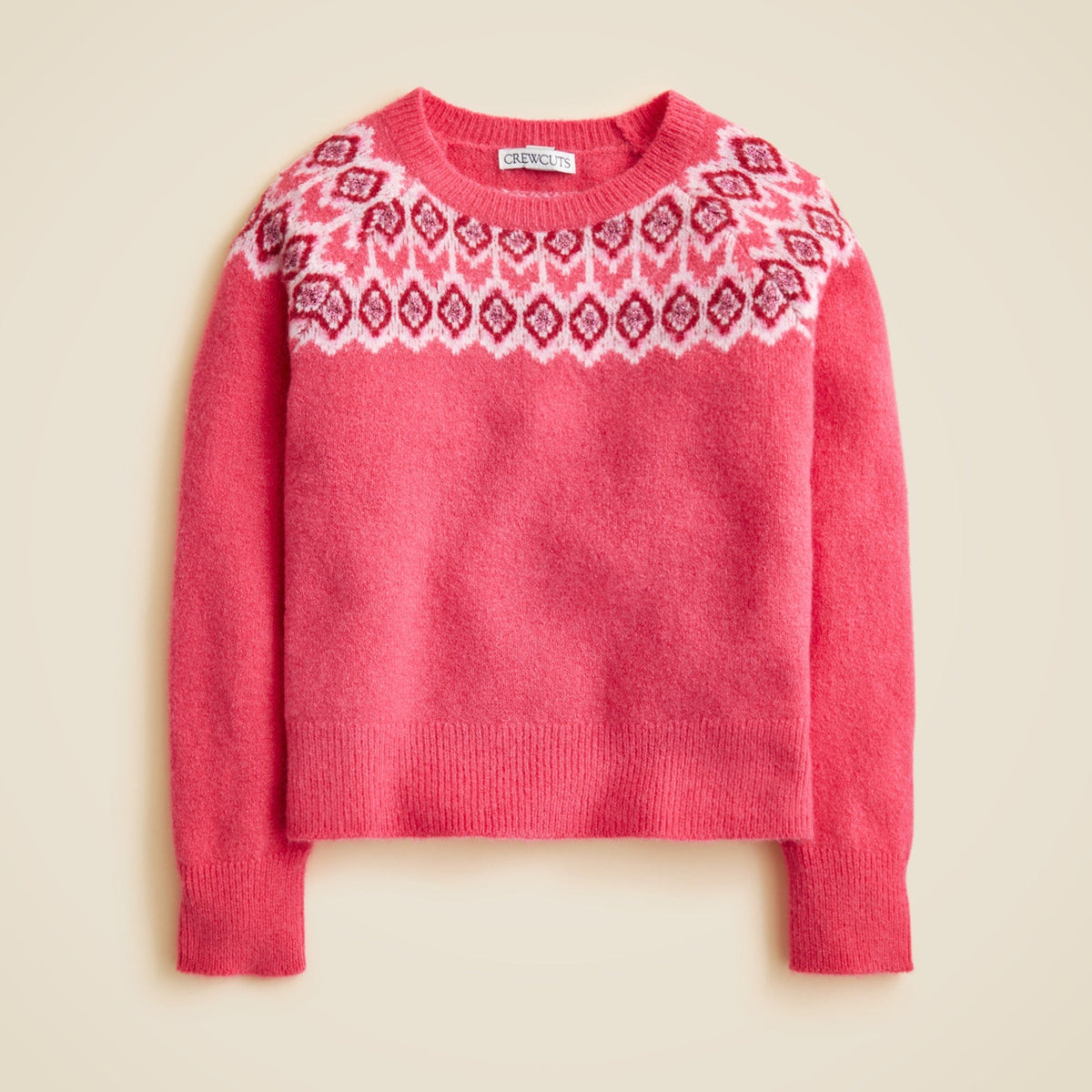 Girls' metallic Fair Isle sweater in Supersoft yarn