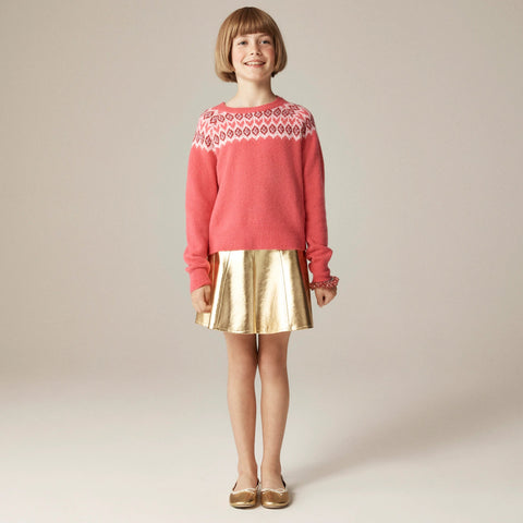 Girls' metallic Fair Isle sweater in Supersoft yarn