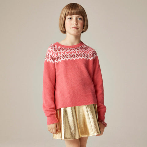 Girls' metallic Fair Isle sweater in Supersoft yarn